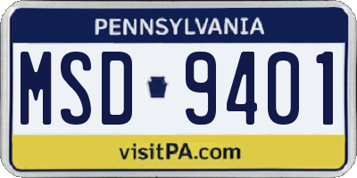 PA license plate MSD9401
