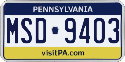 PA license plate MSD9403