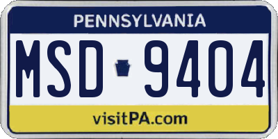 PA license plate MSD9404
