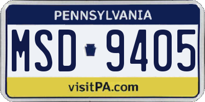 PA license plate MSD9405