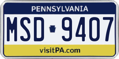 PA license plate MSD9407