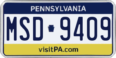 PA license plate MSD9409