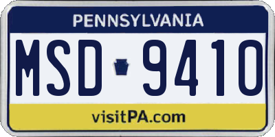 PA license plate MSD9410
