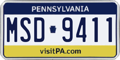 PA license plate MSD9411