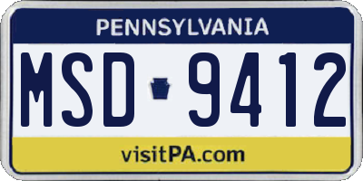 PA license plate MSD9412