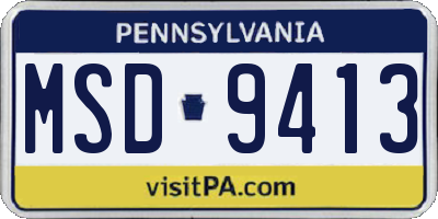 PA license plate MSD9413