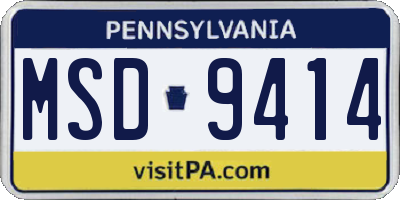 PA license plate MSD9414