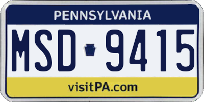 PA license plate MSD9415