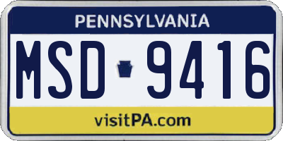 PA license plate MSD9416
