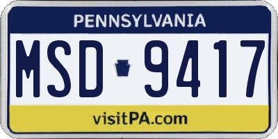 PA license plate MSD9417