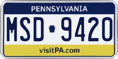 PA license plate MSD9420