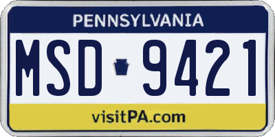 PA license plate MSD9421
