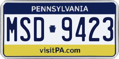 PA license plate MSD9423