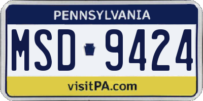 PA license plate MSD9424