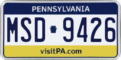 PA license plate MSD9426
