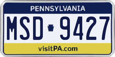 PA license plate MSD9427