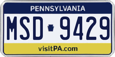 PA license plate MSD9429