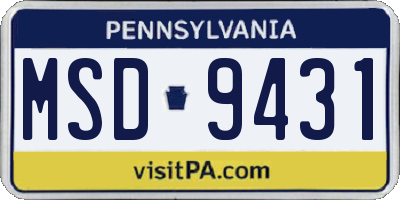 PA license plate MSD9431