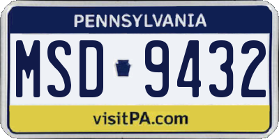 PA license plate MSD9432