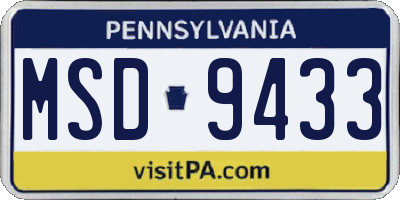 PA license plate MSD9433