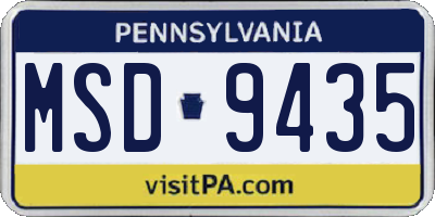 PA license plate MSD9435