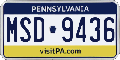 PA license plate MSD9436