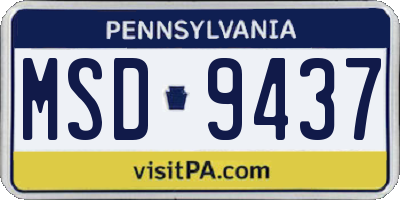 PA license plate MSD9437