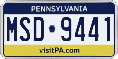 PA license plate MSD9441