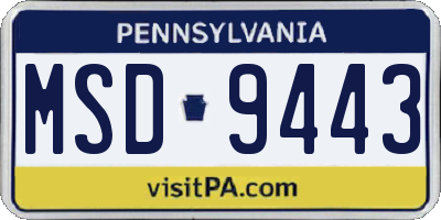 PA license plate MSD9443