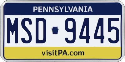 PA license plate MSD9445