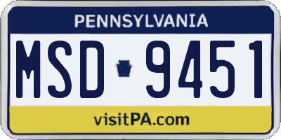 PA license plate MSD9451