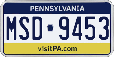PA license plate MSD9453