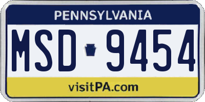 PA license plate MSD9454