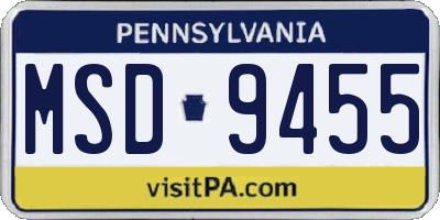 PA license plate MSD9455