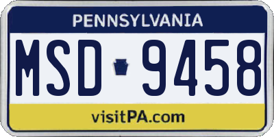 PA license plate MSD9458