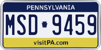 PA license plate MSD9459