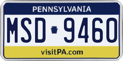 PA license plate MSD9460