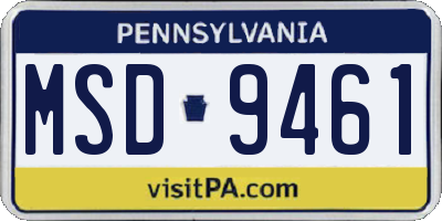 PA license plate MSD9461