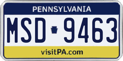 PA license plate MSD9463