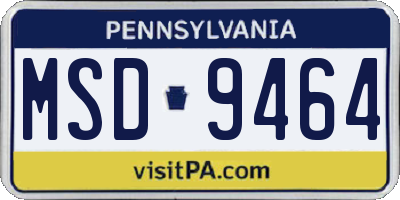 PA license plate MSD9464