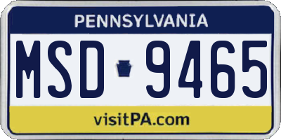 PA license plate MSD9465