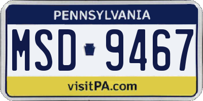 PA license plate MSD9467