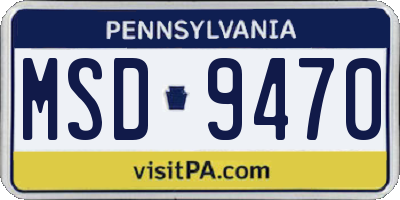 PA license plate MSD9470