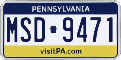 PA license plate MSD9471