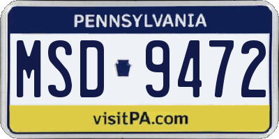 PA license plate MSD9472