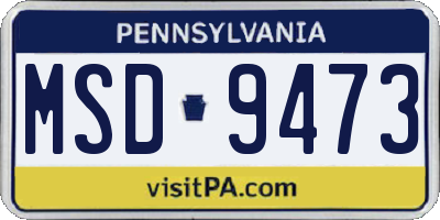 PA license plate MSD9473