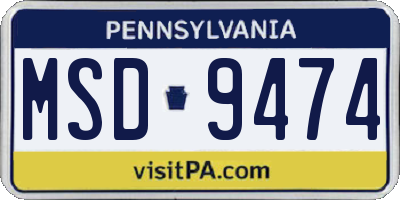 PA license plate MSD9474