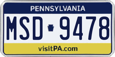 PA license plate MSD9478