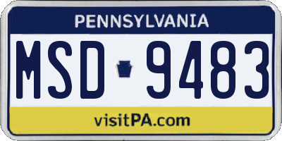 PA license plate MSD9483