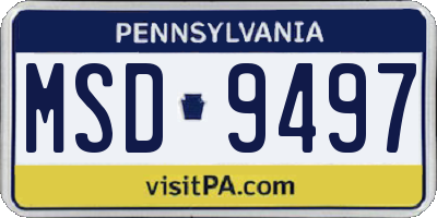 PA license plate MSD9497